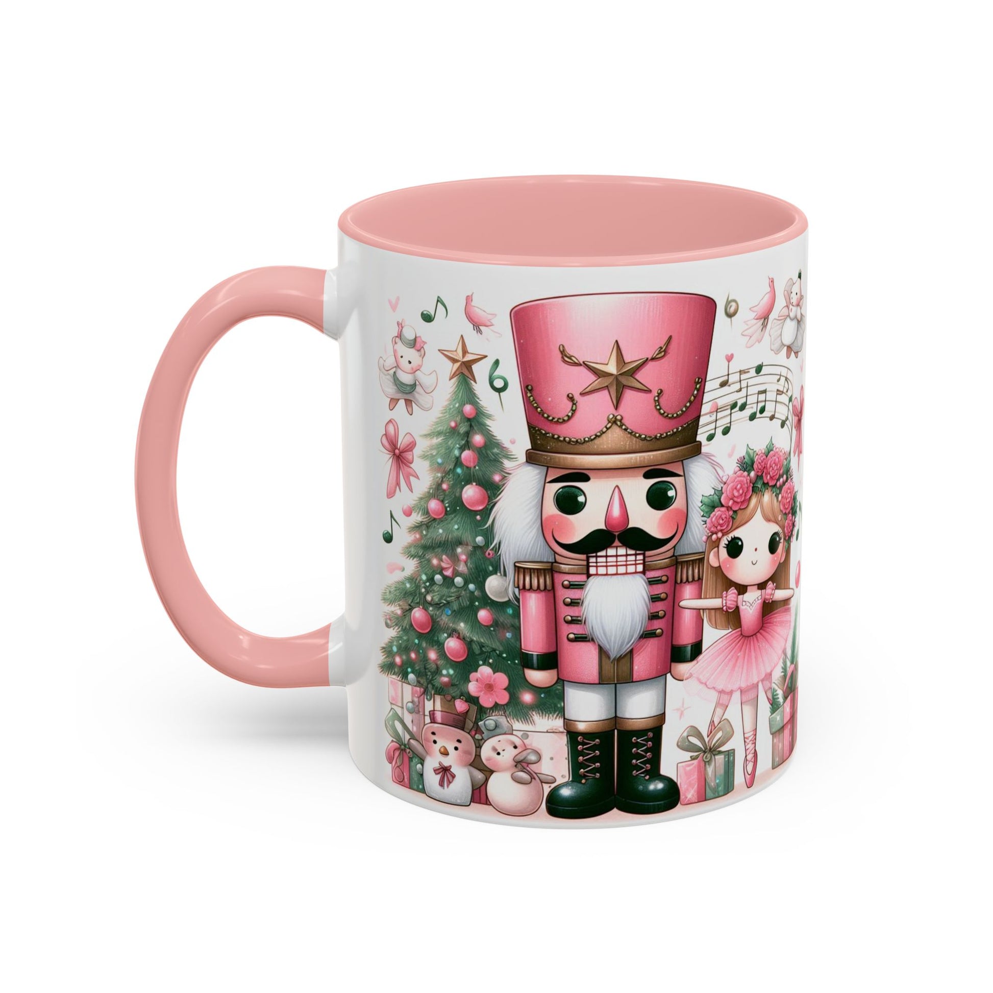 Coffee Mug, Nutcracker Pink Christmas Decoration, Festive Holiday Tea Cup, Unique Ceramic Drinkware, Kitchen Home Decor by Printify