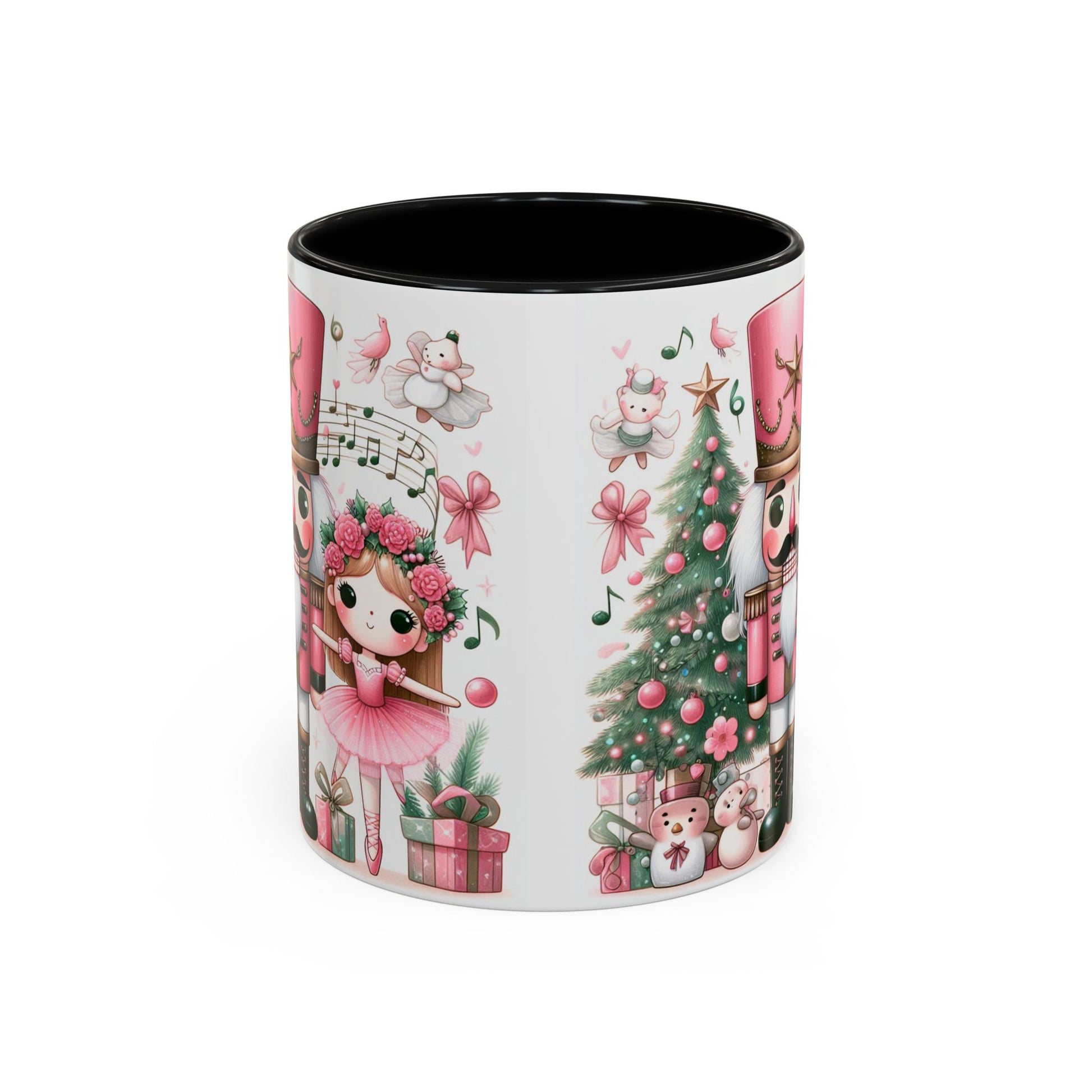 Coffee Mug, Nutcracker Pink Christmas Decoration, Festive Holiday Tea Cup, Unique Ceramic Drinkware, Kitchen Home Decor by Printify