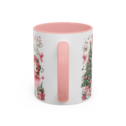 Coffee Mug, Nutcracker Pink Christmas Decoration, Festive Holiday Tea Cup, Unique Ceramic Drinkware, Kitchen Home Decor by Printify