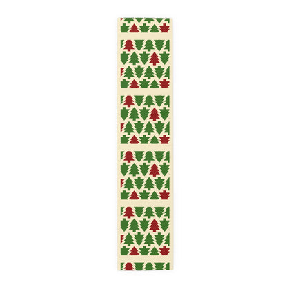 Christmas Trees Red Green Table Runner, Holiday Table Decor, Holiday Dinner Accessories - Cotton, Poly, Festive Table Linens, Christmas Home