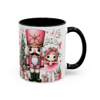 Coffee Mug, Nutcracker Pink Christmas Decoration, Festive Holiday Tea Cup, Unique Ceramic Drinkware, Kitchen Home Decor by Printify