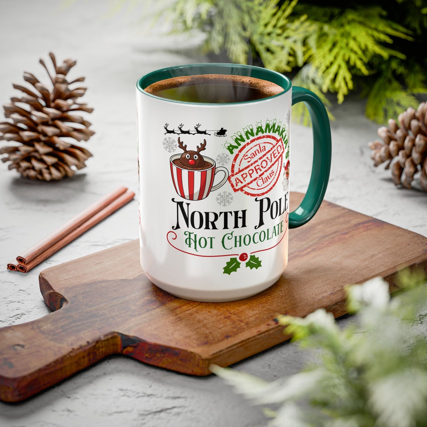 North Pole Hot Chocolate Mug — Santa Approved Holiday Coffee Cup (11oz/15oz) by Printify