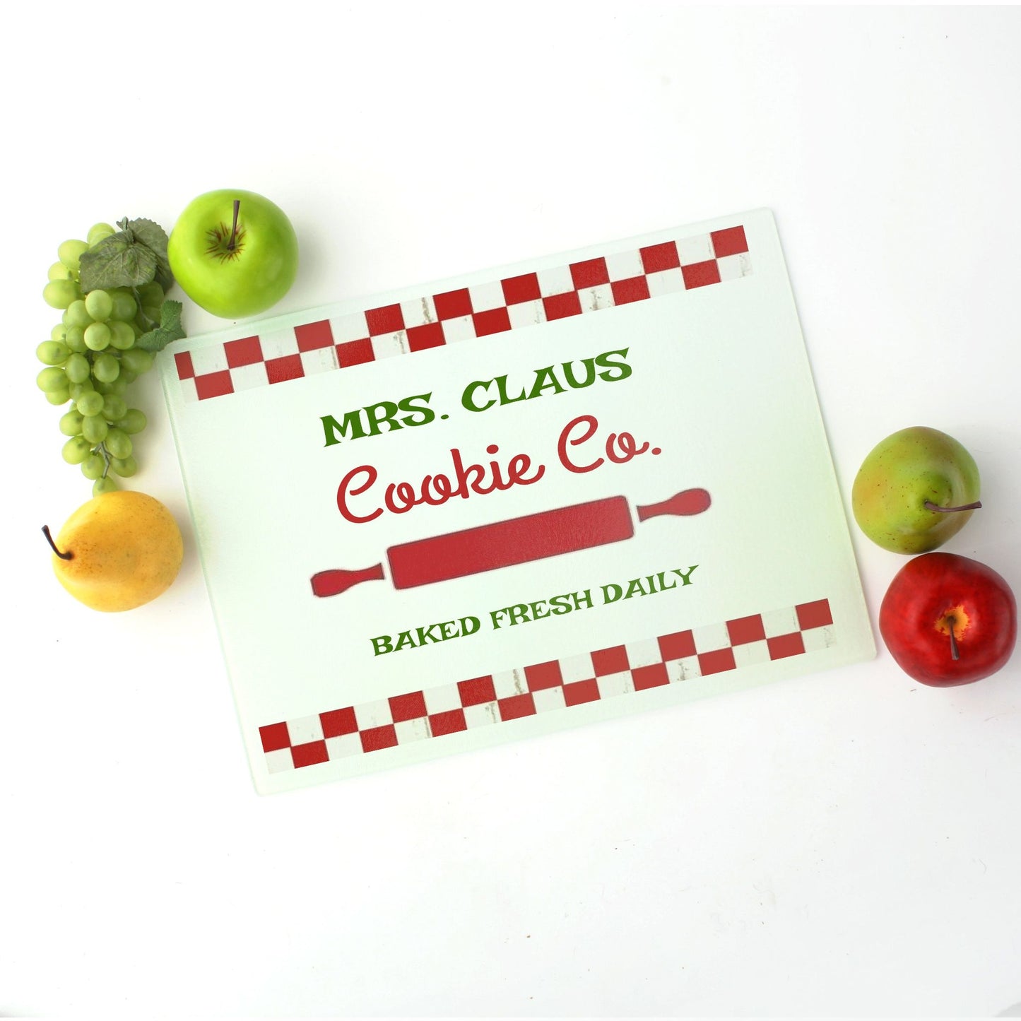 Cutting Board Lrg. (15.75" x 11.5") Mrs Claus Cooking Co. Baked fresh Daily Christmas decoration