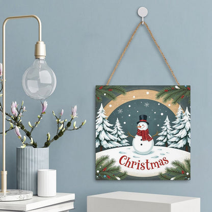 Christmas Square Wood Wall Decor Hanging Sign-12"x12"/30x30cm