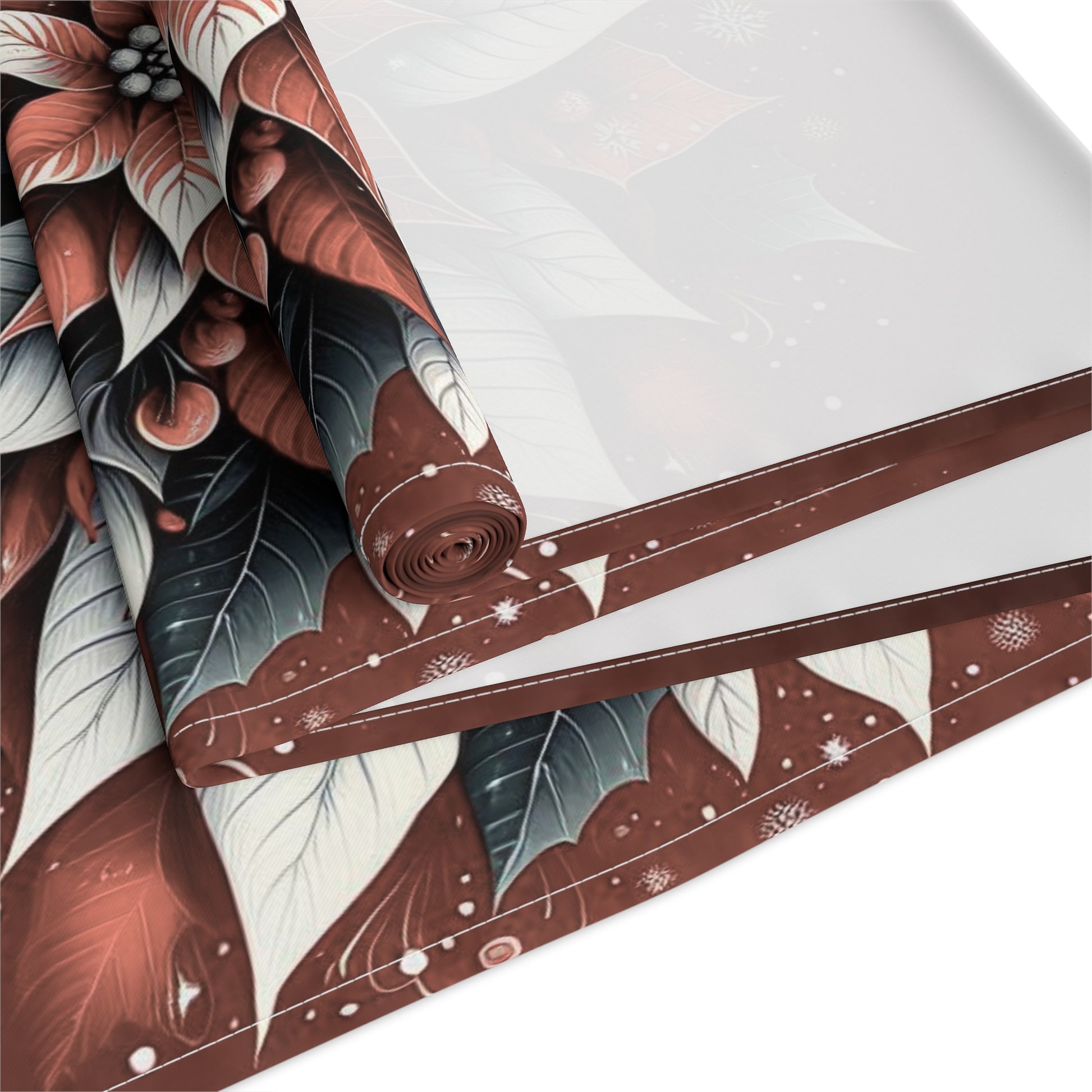 Christmas Table Runner Poinsettia - Cotton, Poly. Holiday Decor, Festive Home Dining, Kitchen Decor, Christmas Party Supplies, Seasonal by Printify