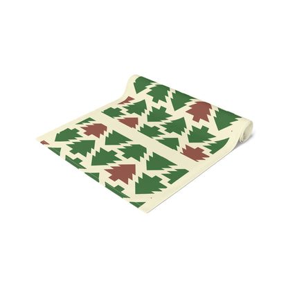 Christmas Trees Red Green Table Runner, Holiday Table Decor, Holiday Dinner Accessories - Cotton, Poly, Festive Table Linens, Christmas Home