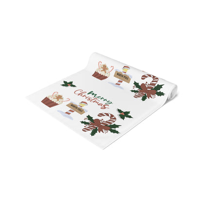 Christmas Table Runner, Holiday Dining Decor, Festive Kitchen Linens, Xmas Home Decoration, Seasonal Table Setting by Printify