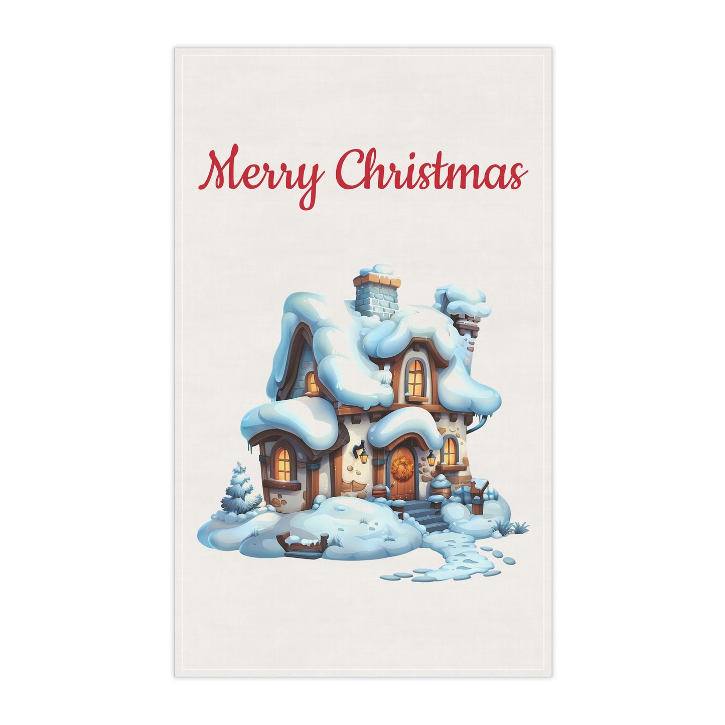 Merry Christmas Farmhouse Tea Towels — Festive Cotton-Poly Dish Towel Set | Holiday Kitchen Decor & Hostess Gift by Printify