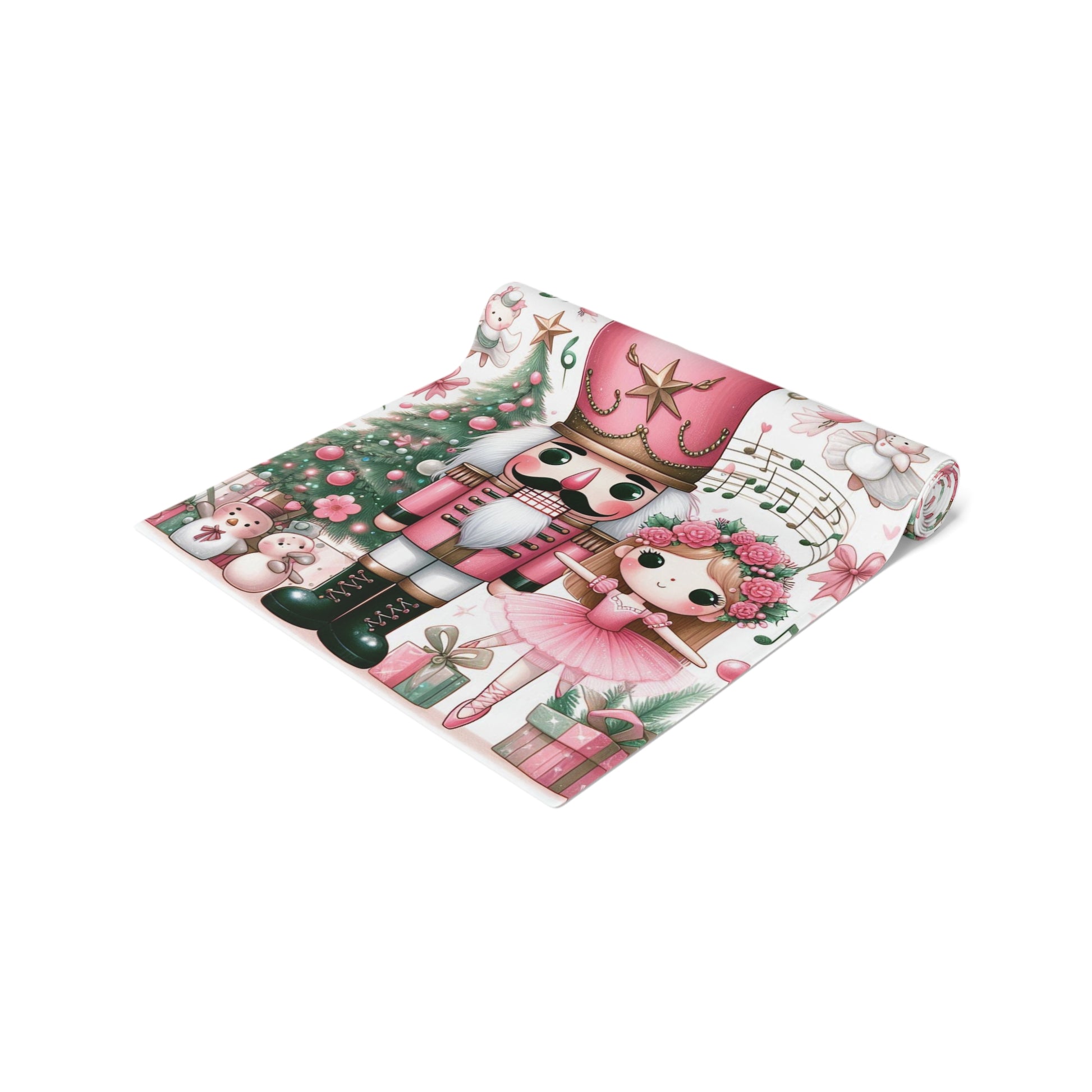Pink Nutcracker Christmas Table Runner — Festive Holiday Dining Decor by Printify