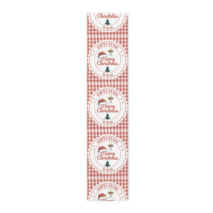 Table Runner, Christmas Decoration Santa Claus Ho Ho Ho, Red White, Cotton Poly, Home Decor, Holiday Table Linen, Festive Dining Accessories
