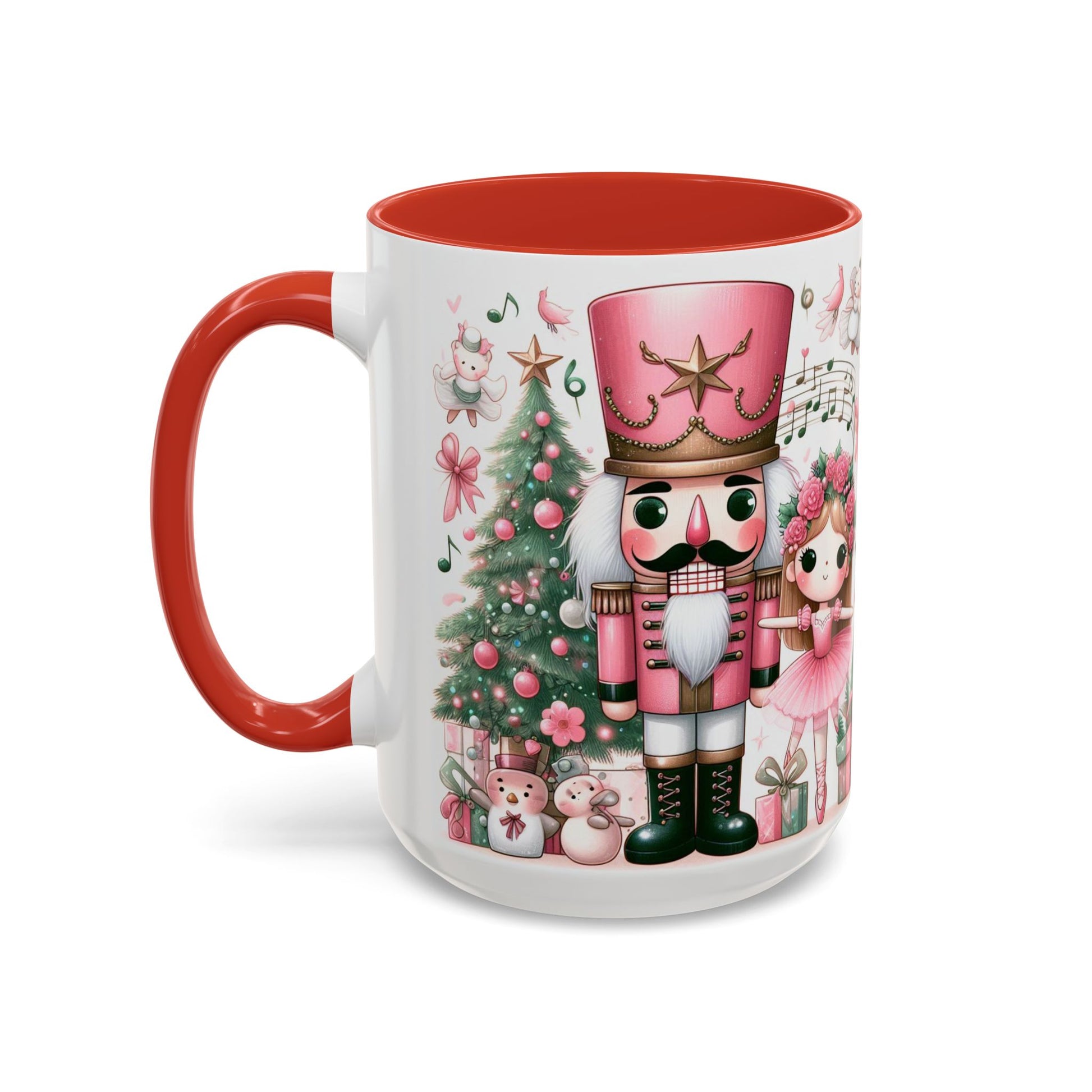 Coffee Mug, Nutcracker Pink Christmas Decoration, Festive Holiday Tea Cup, Unique Ceramic Drinkware, Kitchen Home Decor by Printify