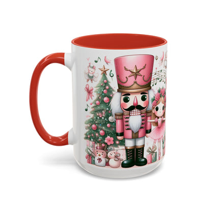 Coffee Mug, Nutcracker Pink Christmas Decoration, Festive Holiday Tea Cup, Unique Ceramic Drinkware, Kitchen Home Decor by Printify