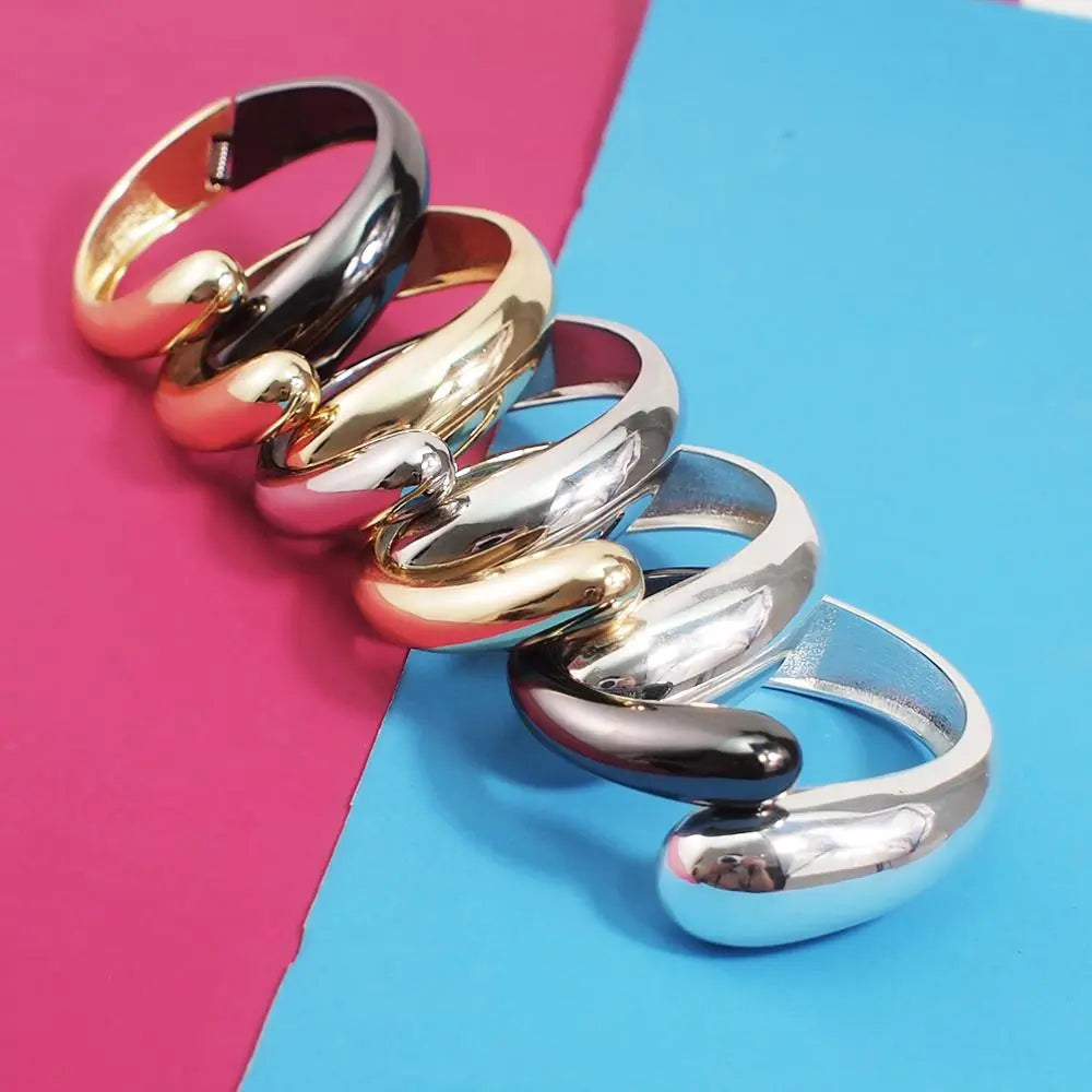 Mixed Color Simple Bracelet For Women Statement Alloy Cuff Opening Rough Bangles Fashion Jewelry Party Wedding