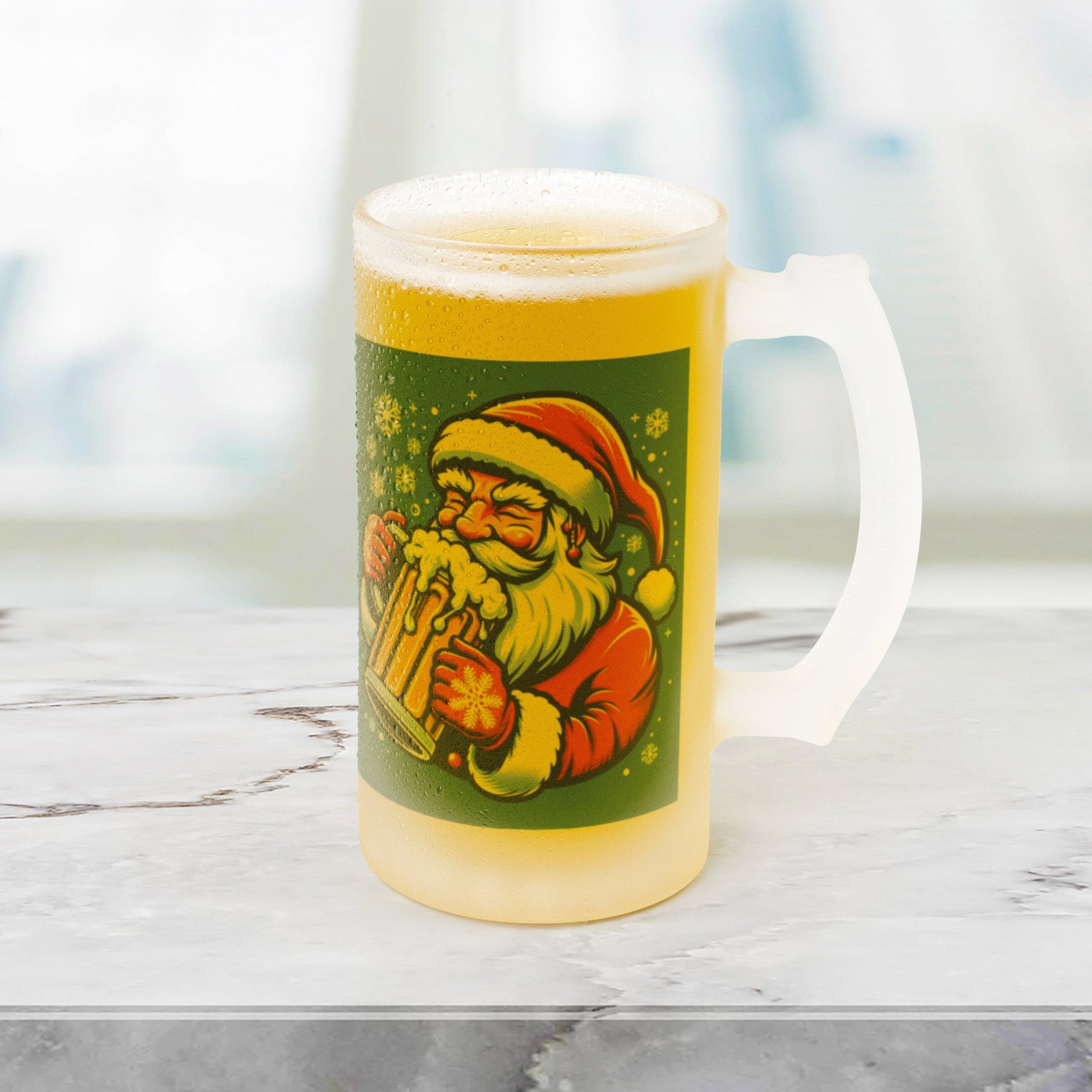 Christmas Beer Stein Santa ClausHey there, beer buddy! Get ready to raise a toast with our awesome 16oz Frosted Beer Stein!
Picture this: a classic pint glass design that feels great in your hand, ChristmasLoving.Shop