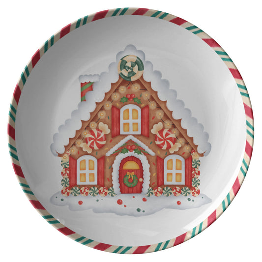 Christmas House Decoration Plate, Holiday Table Decor, Red Green ServiPRODUCT INFORMATION10" dinner plate manufactured from revolutionary polymer that is:

Microwave Safe
Oven Safe (250° up to 1 hour)
Dishwasher Safe
CPSC-Certified
FDAChristmasLoving.Shop