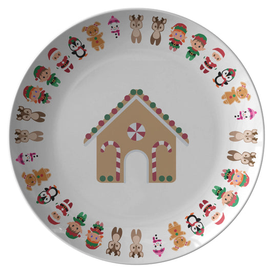 Christmas House Plate, Festive Holiday Tableware, Seasonal Serving PlaPRODUCT INFORMATION10" dinner plate manufactured from revolutionary polymer that is:

Microwave Safe
Oven Safe (250° up to 1 hour)
Dishwasher Safe
CPSC-Certified
FDAChristmasLoving.Shop