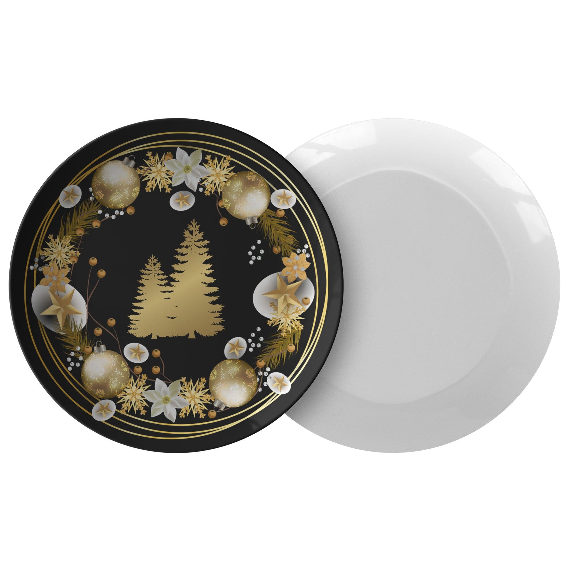 Christmas Plate Traditional Holiday Decor, Festive Dish, Seasonal TablPRODUCT INFORMATION10" dinner plate manufactured from revolutionary polymer that is:

Microwave Safe
Oven Safe (250° up to 1 hour)
Dishwasher Safe
CPSC-Certified
FDAChristmasLoving.Shop