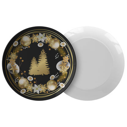 Christmas Plate Traditional Holiday Decor, Festive Dish, Seasonal TablPRODUCT INFORMATION10" dinner plate manufactured from revolutionary polymer that is:

Microwave Safe
Oven Safe (250° up to 1 hour)
Dishwasher Safe
CPSC-Certified
FDAChristmasLoving.Shop