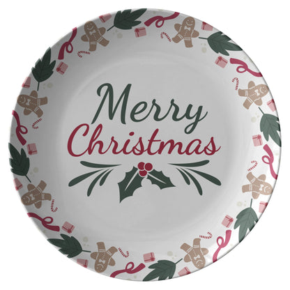 Christmas Plate with "Merry Christmas" Text, Festive Table Decor, HoliPRODUCT INFORMATION10" dinner plate manufactured from revolutionary polymer that is:

Microwave Safe
Oven Safe (250° up to 1 hour)
Dishwasher Safe
CPSC-Certified
FDAChristmasLoving.Shop