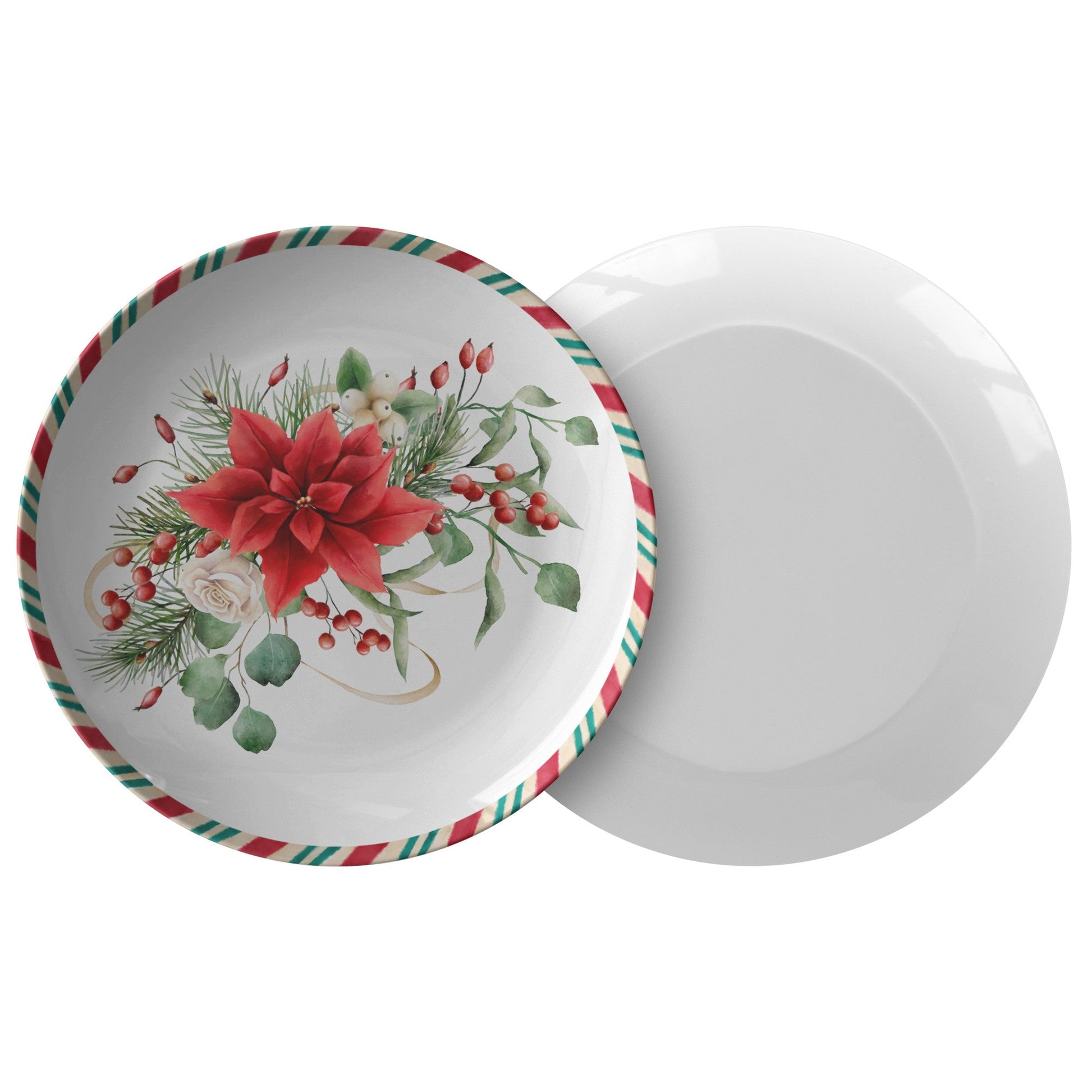 Christmas Poinsettia Decoration Plate, Holiday Table Decor, Red Green PRODUCT INFORMATION10" dinner plate manufactured from revolutionary polymer that is:

Microwave Safe
Oven Safe (250° up to 1 hour)
Dishwasher Safe
CPSC-Certified
FDAChristmasLoving.Shop