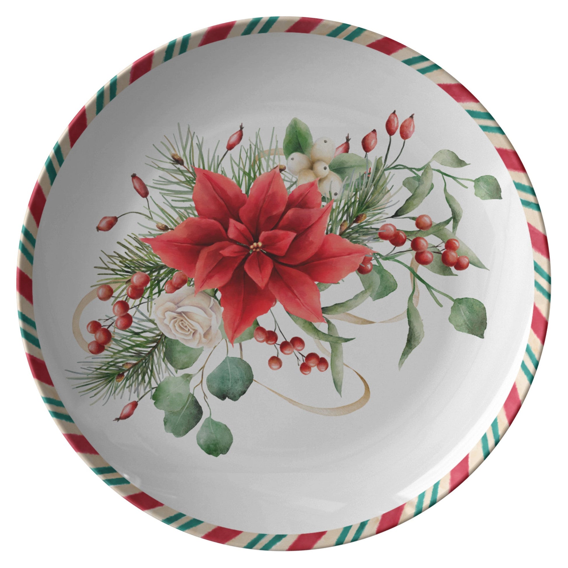 Christmas Poinsettia Decoration Plate, Holiday Table Decor, Red Green PRODUCT INFORMATION10" dinner plate manufactured from revolutionary polymer that is:

Microwave Safe
Oven Safe (250° up to 1 hour)
Dishwasher Safe
CPSC-Certified
FDAChristmasLoving.Shop