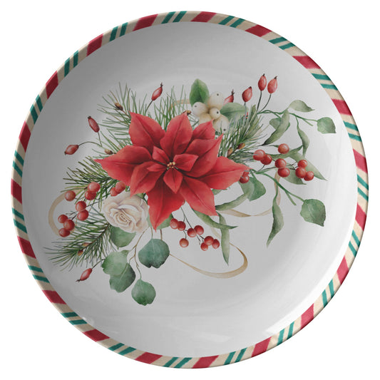 Christmas Poinsettia Decoration Plate, Holiday Table Decor, Red Green PRODUCT INFORMATION10" dinner plate manufactured from revolutionary polymer that is:

Microwave Safe
Oven Safe (250° up to 1 hour)
Dishwasher Safe
CPSC-Certified
FDAChristmasLoving.Shop