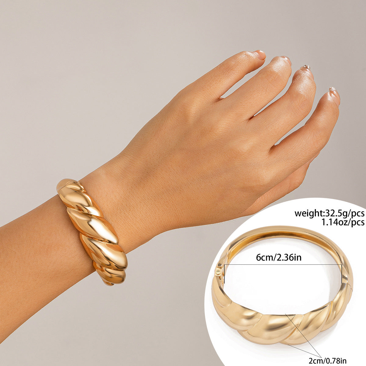 Exaggerated large water droplet metal smooth mirror hugging open bracelet ins cool wind bracelet