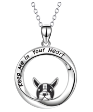 Sterling Silver "Keep Me in Your Heart" Dog Pendant Necklace