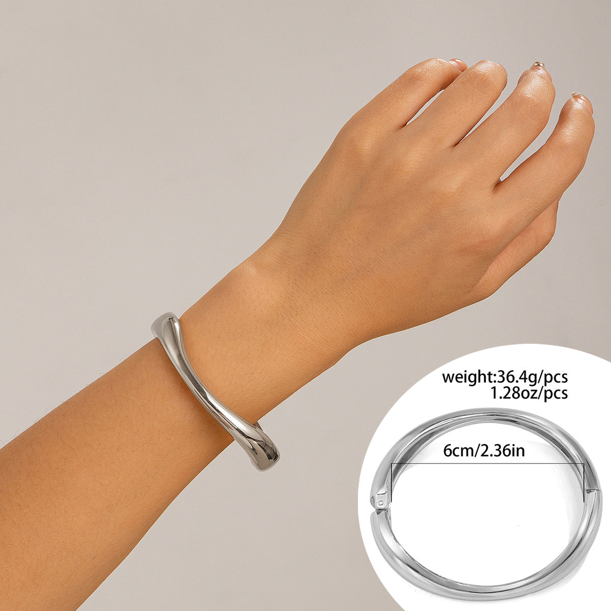 Exaggerated large water droplet metal smooth mirror hugging open bracelet ins cool wind bracelet