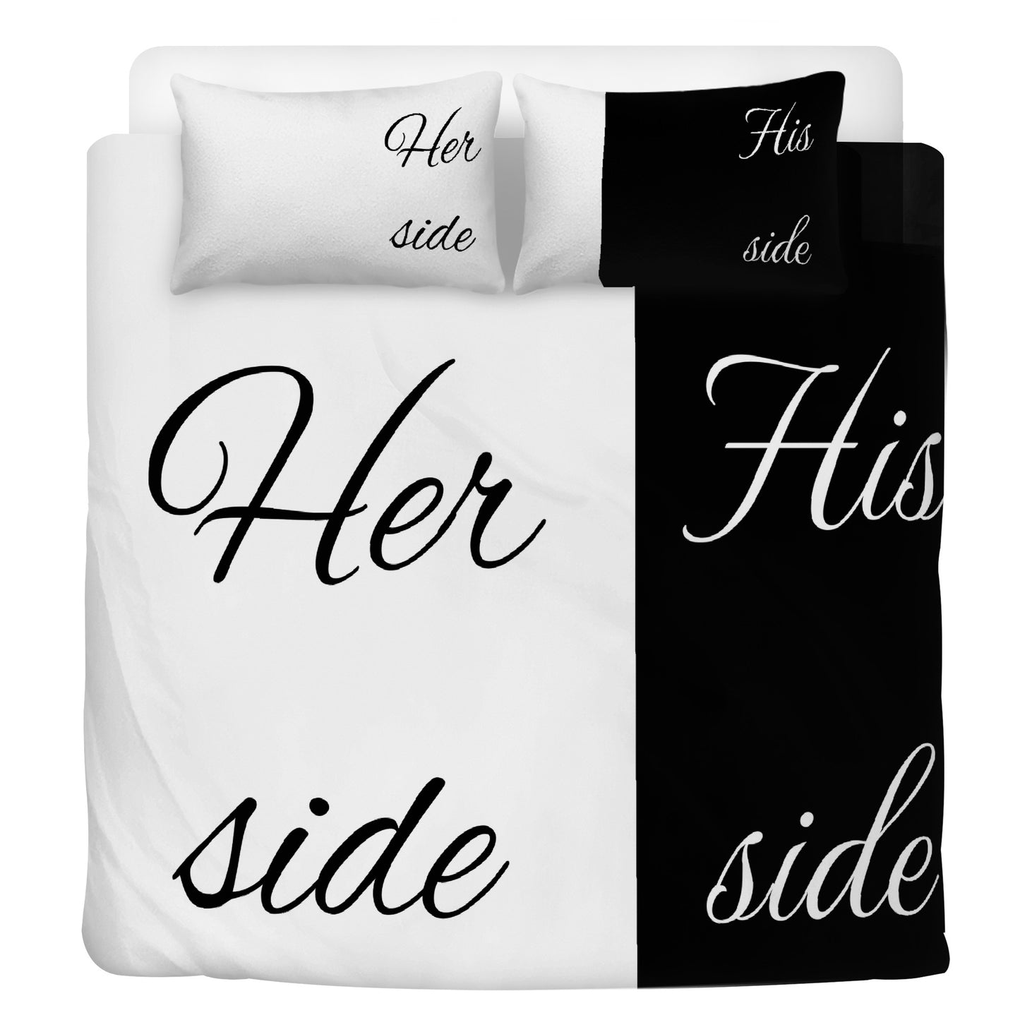 Bedding Her side, His side black and white