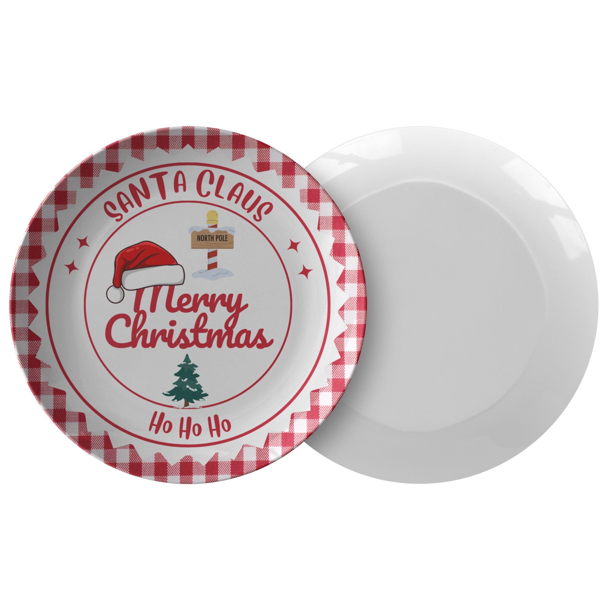 Festive Red & White Santa Claus Plate – "Ho Ho Ho" Charm for a Joyful Holiday Table Setting - Set of Four - ChristmasLoving.Shop