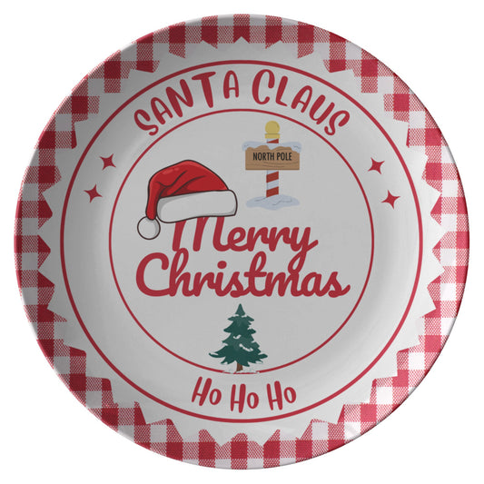 Festive Red & White Santa Claus Plate – "Ho Ho Ho" Charm for a Joyful Holiday Table Setting