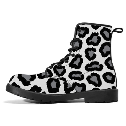 Synthetic Leather Boots Leopard print decoration