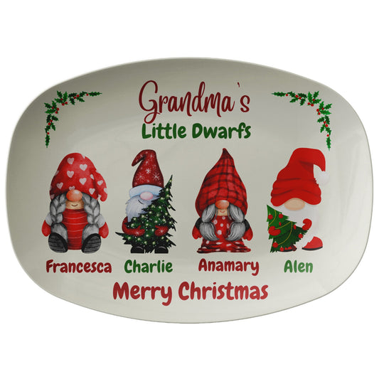 Grandma's Little Dwarfs Christmas Platter, Holiday Serving Tray, Festive Kitchen Decor