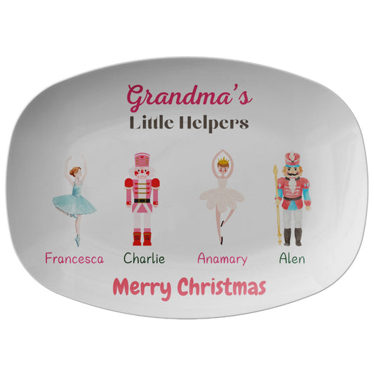 Grandma's Little Helpers Christmas Platter, Holiday Serving Tray, Festive Kitchen Decor