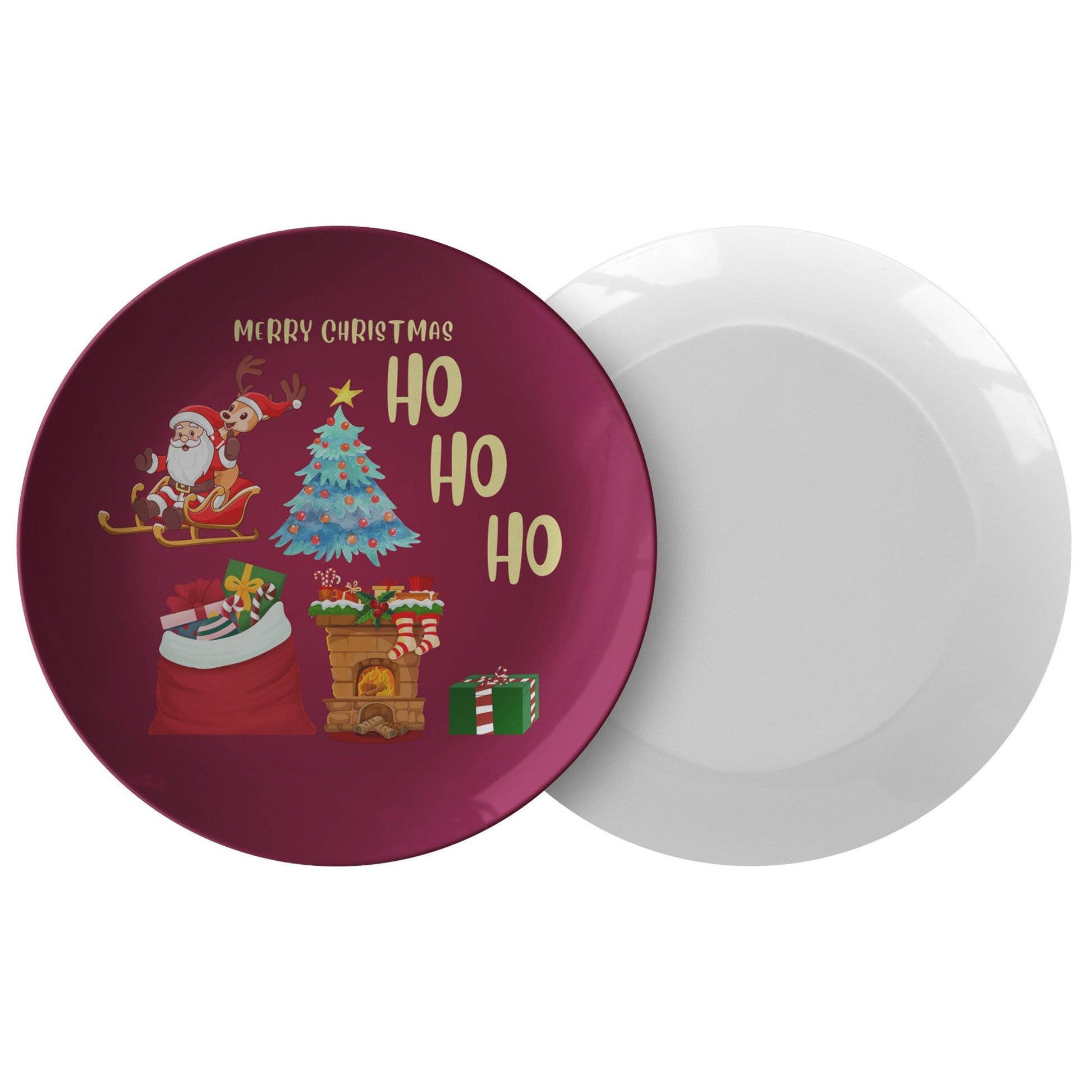 Holiday Spirit Decorative Plate: Beautifully Crafted with Merry Motifs and Gold Trim – Elevate Your Festive Decor! - Set of Four - ChristmasLoving.Shop