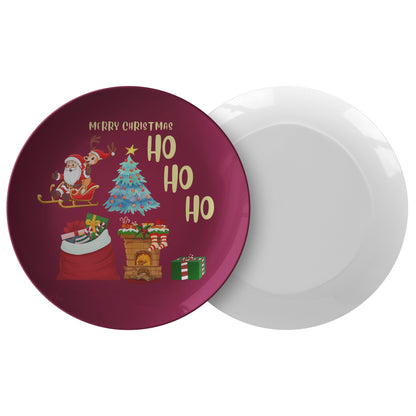 Holiday Spirit Decorative Plate: Beautifully Crafted with Merry Motifs and Gold Trim – Elevate Your Festive Decor! - Set of Four - ChristmasLoving.Shop