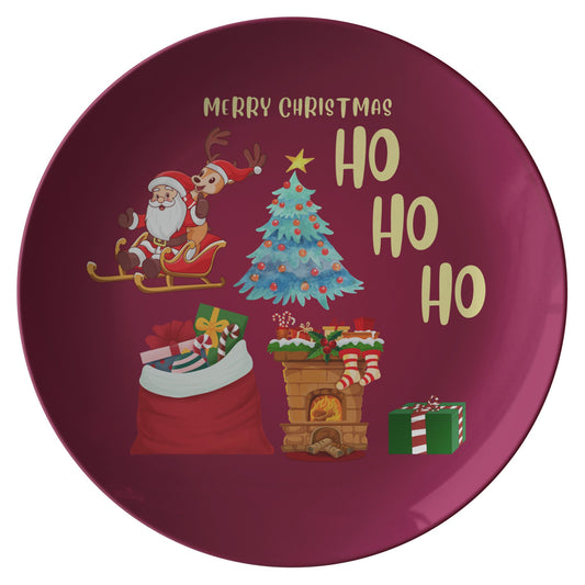 Holiday Spirit Decorative Plate: Beautifully Crafted with Merry Motifs and Gold Trim – Elevate Your Festive Decor!