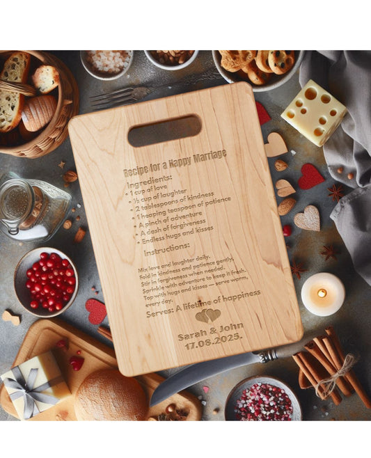Recipe for a Happy Marriage – Personalized Maple Cutting Board