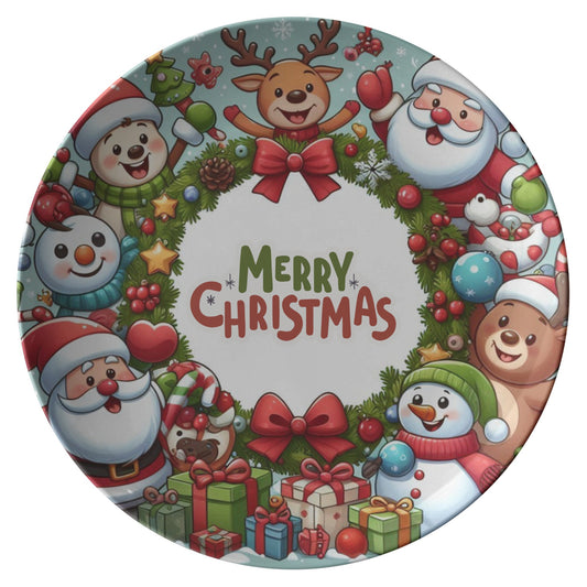 Merry Christmas Plate, Holiday Dinnerware, Christmas Table Decor, FestPRODUCT INFORMATION10" dinner plate manufactured from revolutionary polymer that is:

Microwave Safe
Oven Safe (250° up to 1 hour)
Dishwasher Safe
CPSC-Certified
FDAChristmasLoving.Shop