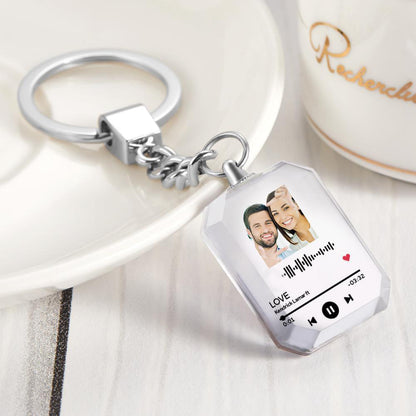 Personalized Crystal Keychain with Photo and scannable code, a perfect gift