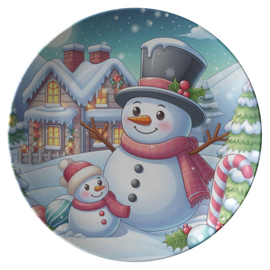 Snowman Christmas Plate, Holiday Dinnerware, Christmas Table Decor, FePRODUCT INFORMATION10" dinner plate manufactured from revolutionary polymer that is:

Microwave Safe
Oven Safe (250° up to 1 hour)
Dishwasher Safe
CPSC-Certified
FDAChristmasLoving.Shop