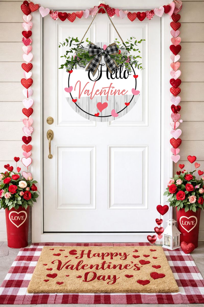 Valentine's Day Door Hanger/Valentine's Day Door Decor/Valentine's Gift for Her/Valentine's Day Wreath/Hello Valentine