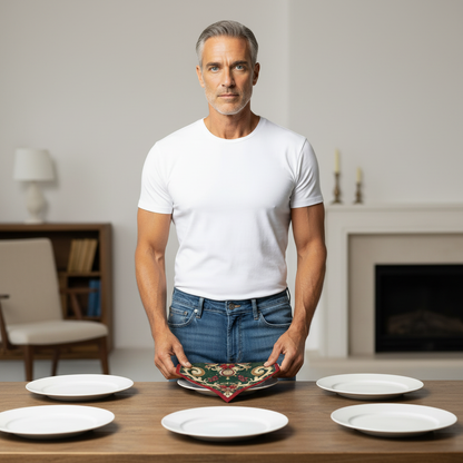 Damask Pattern Christmas Napkins Set of 4 – Polyester Holiday Table Decor