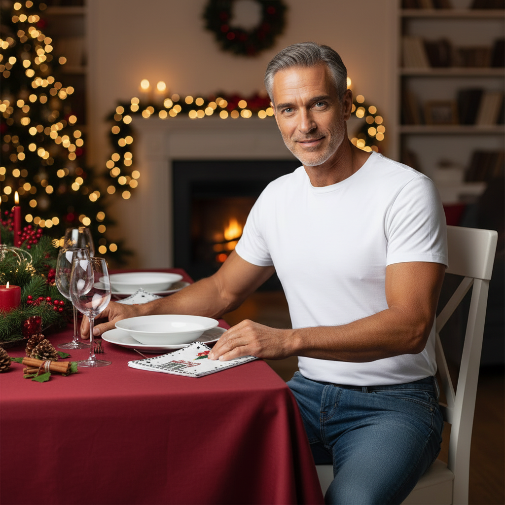 Merry Christmas Characters Cloth Napkin Set – 4-Piece Holiday Table Decor