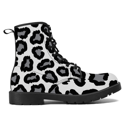 Synthetic Leather Boots Leopard print decoration