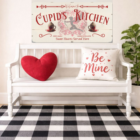 Cupid’s Kitchen Canvas Sign – Cozy & Romantic Home Decor Valentine's Day