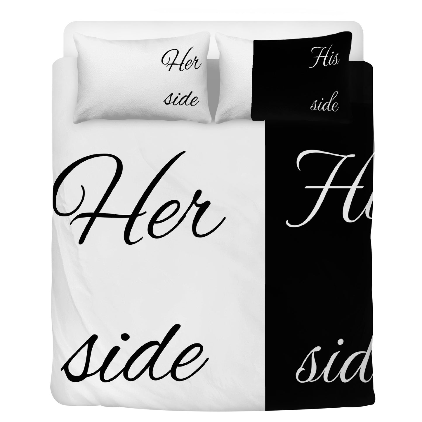 Bedding Her side, His side black and white