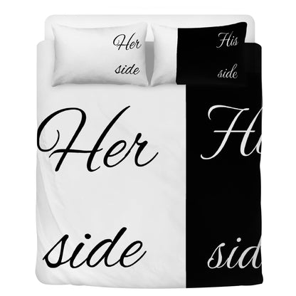 Bedding Her side, His side black and white