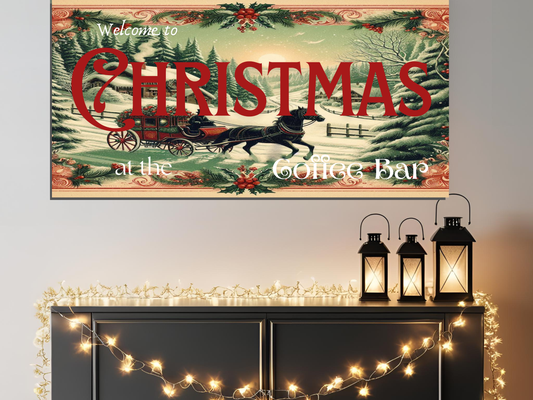 Welcome Christmas Coffee Bar Wall Art Sign – Festive Home Décor Canvas Print